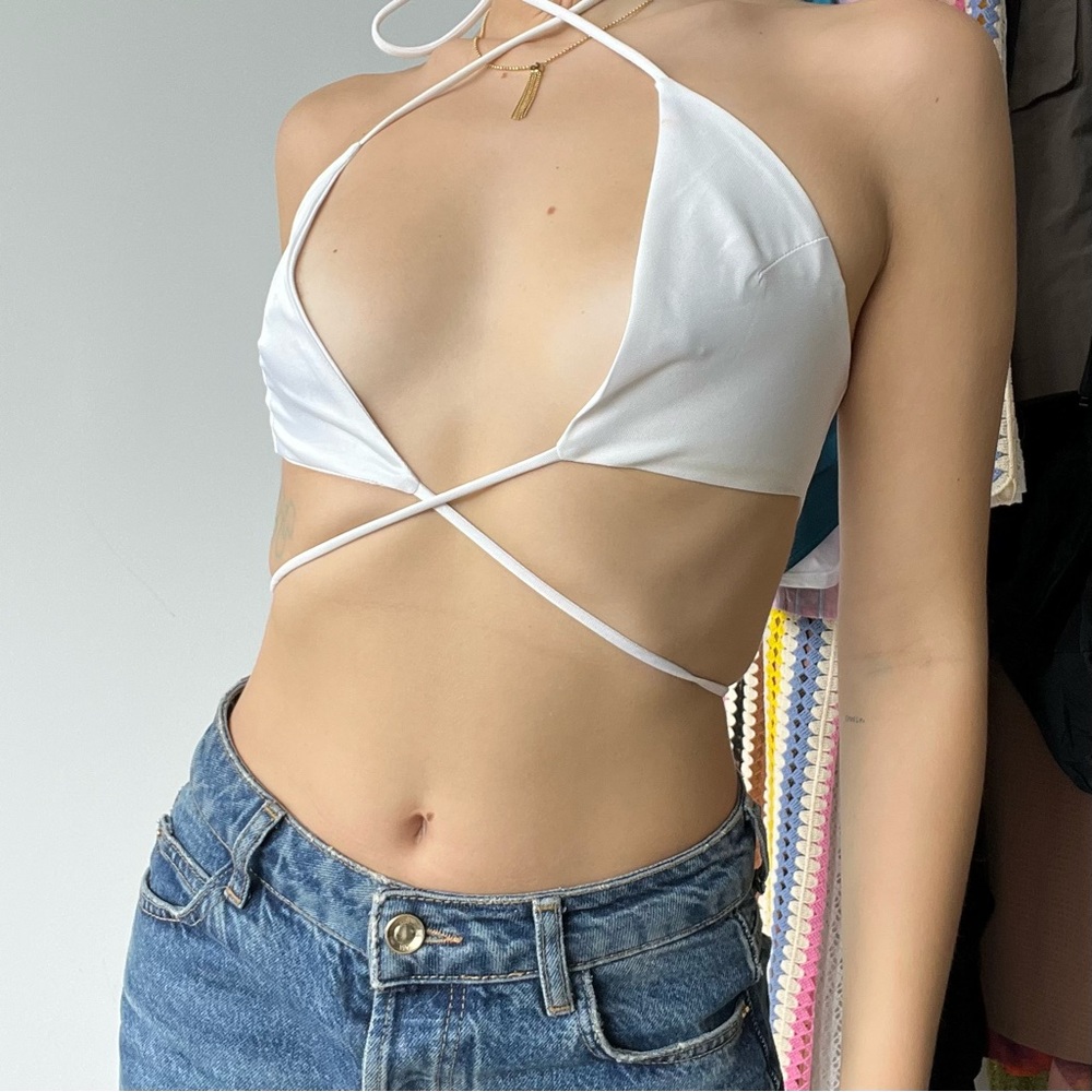 Satin Tie Around Bralette Top